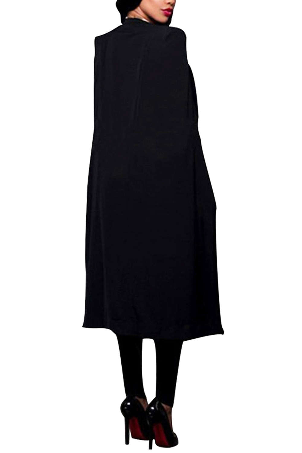 Iyasson Open Front Cape with Pocket Trench Coat