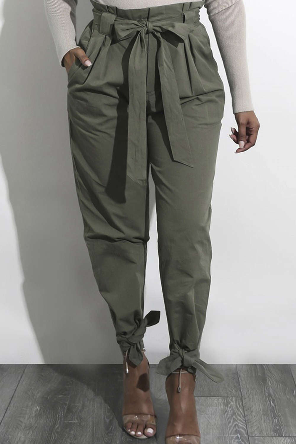 Iyasson Women's Slim Straight Leg Stretch Casual Pants with Pockets