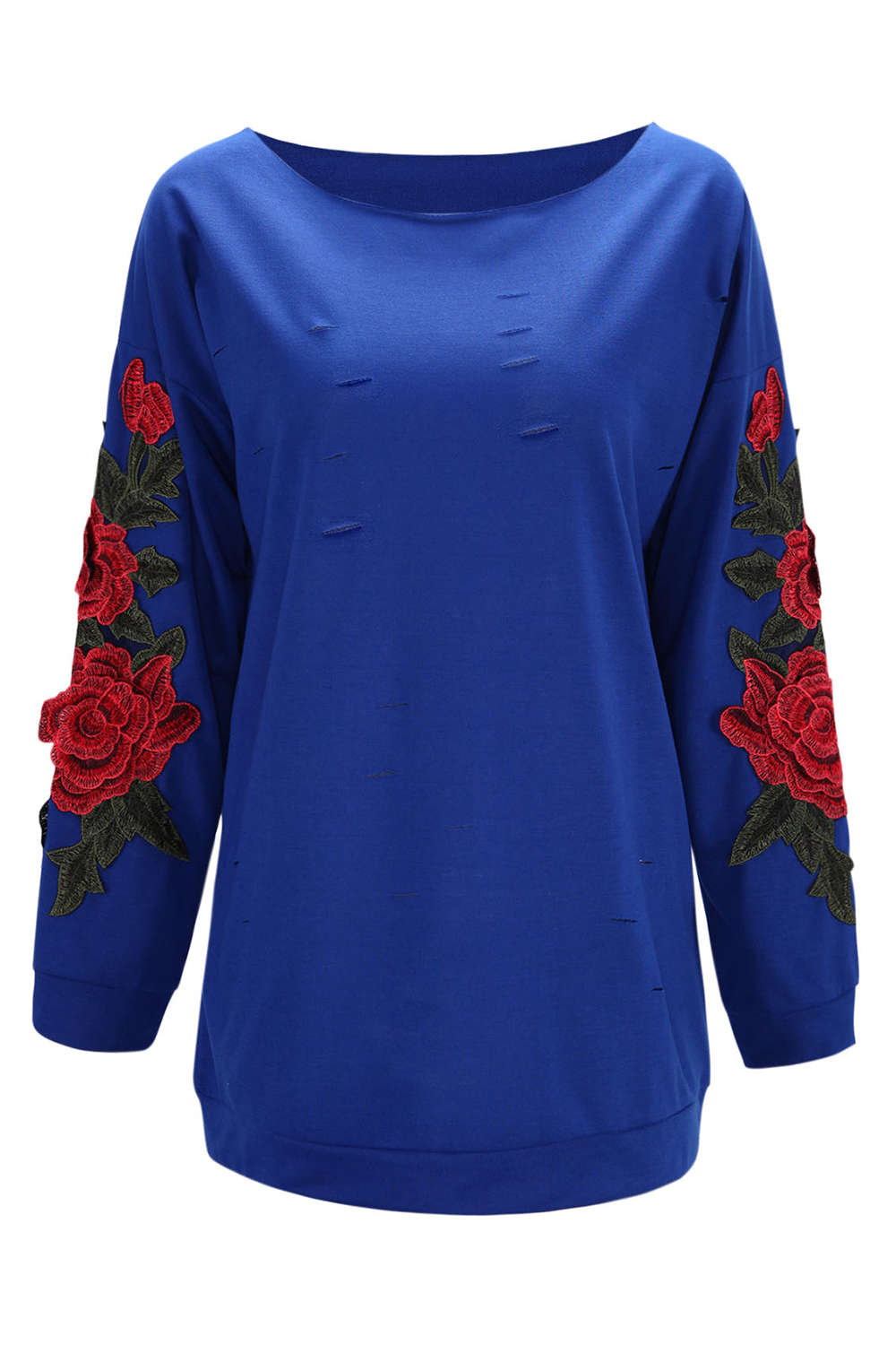 Iyasson Flora Embroidery One-shoulder Hoodie