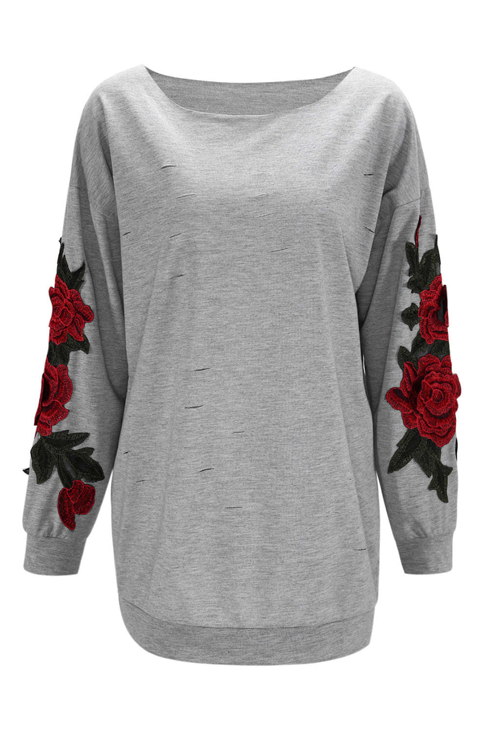 Iyasson Flora Embroidery One-shoulder Hoodie