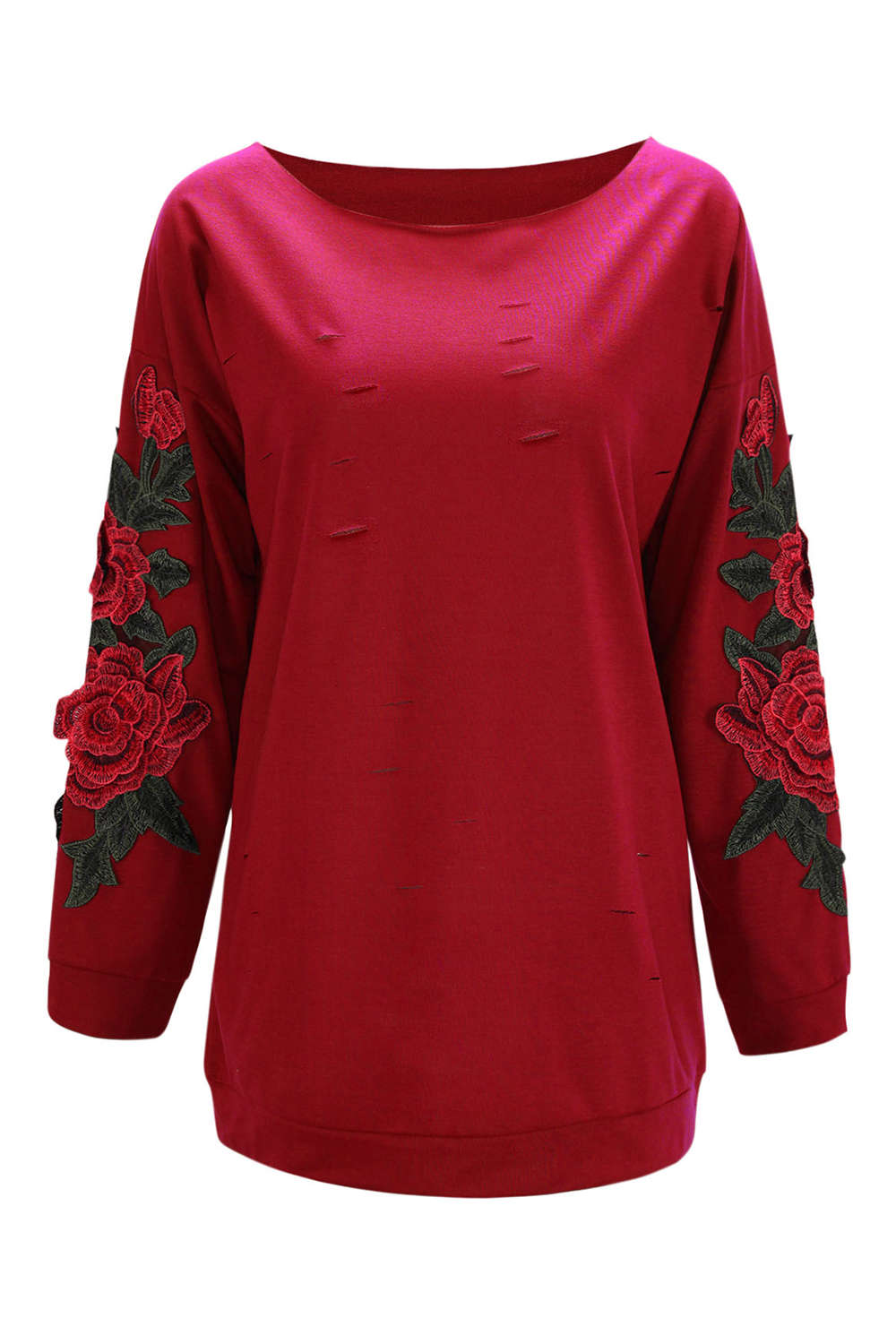 Iyasson Flora Embroidery One-shoulder Hoodie