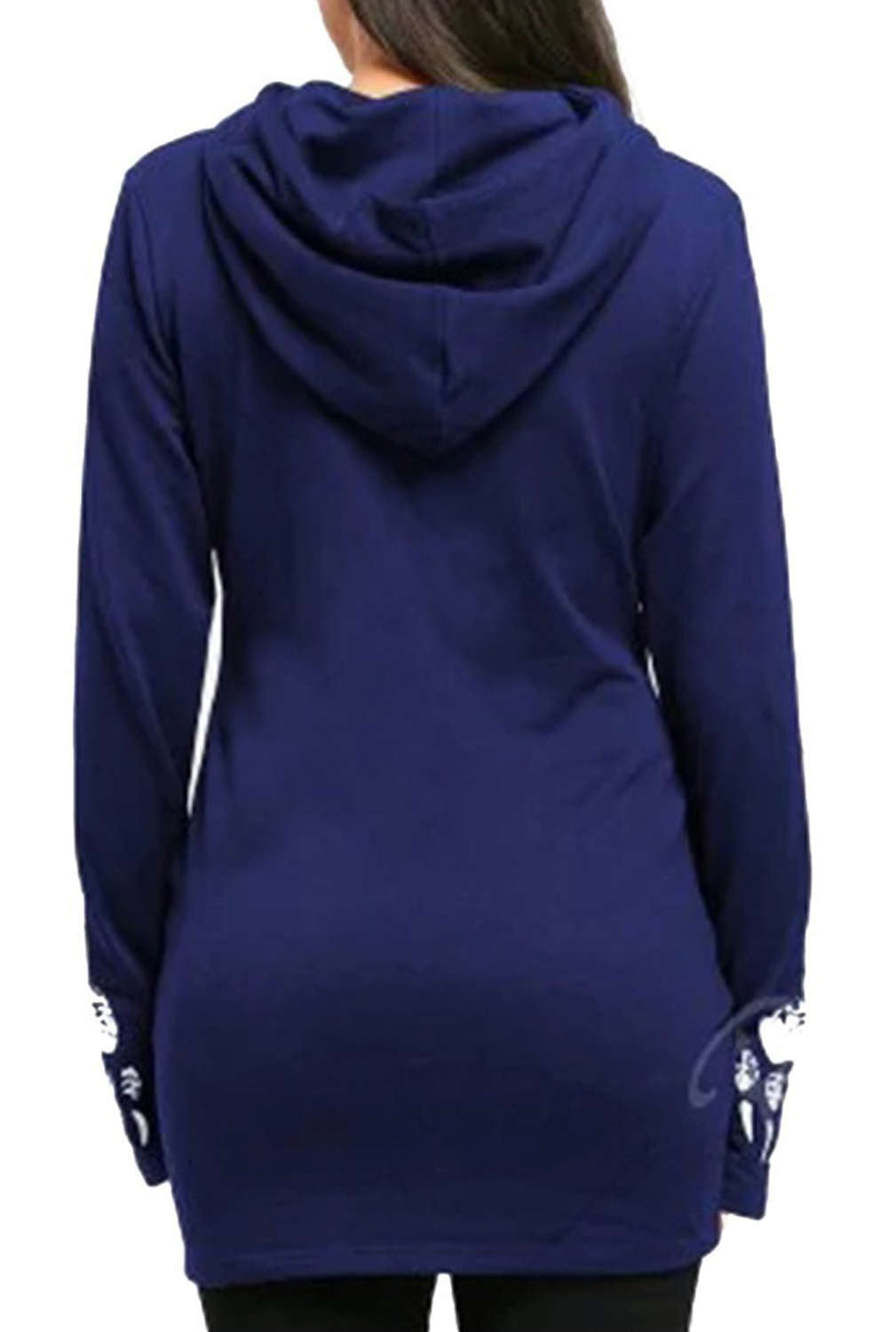 Iyasson Womens Cute Long Sleeve Hooded Sweatshirt Cat Face Paw Printing Pullover Hoodie