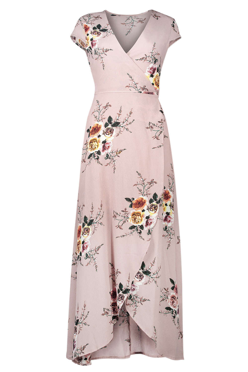 Iyasson Floral Print Maxi Wrap Dress