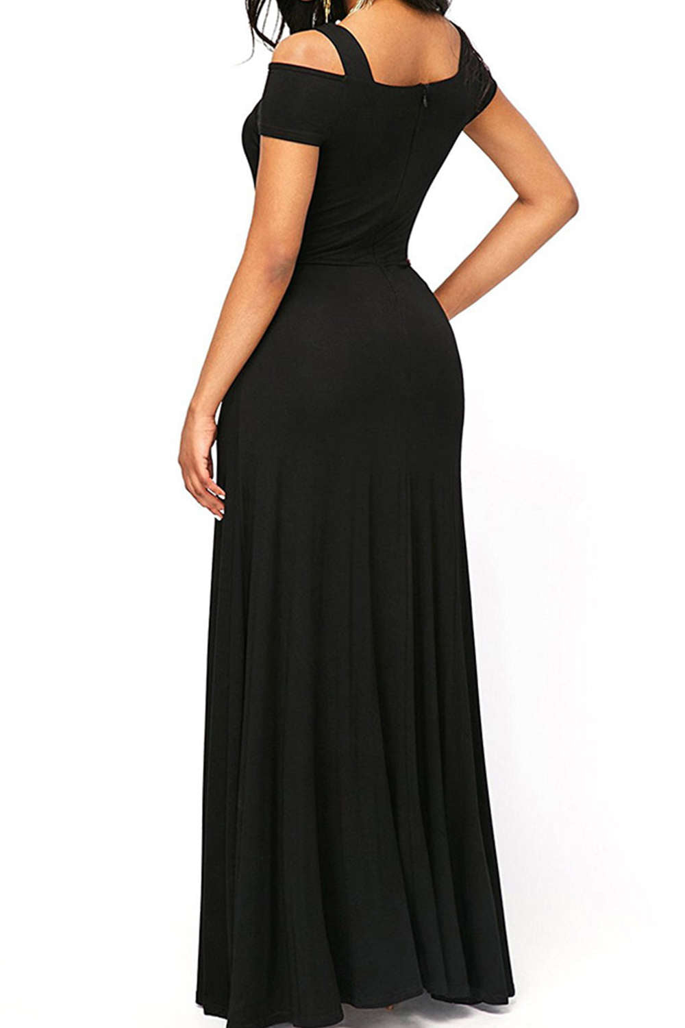 Iyasson Solid Front-Slit Maxi Dress