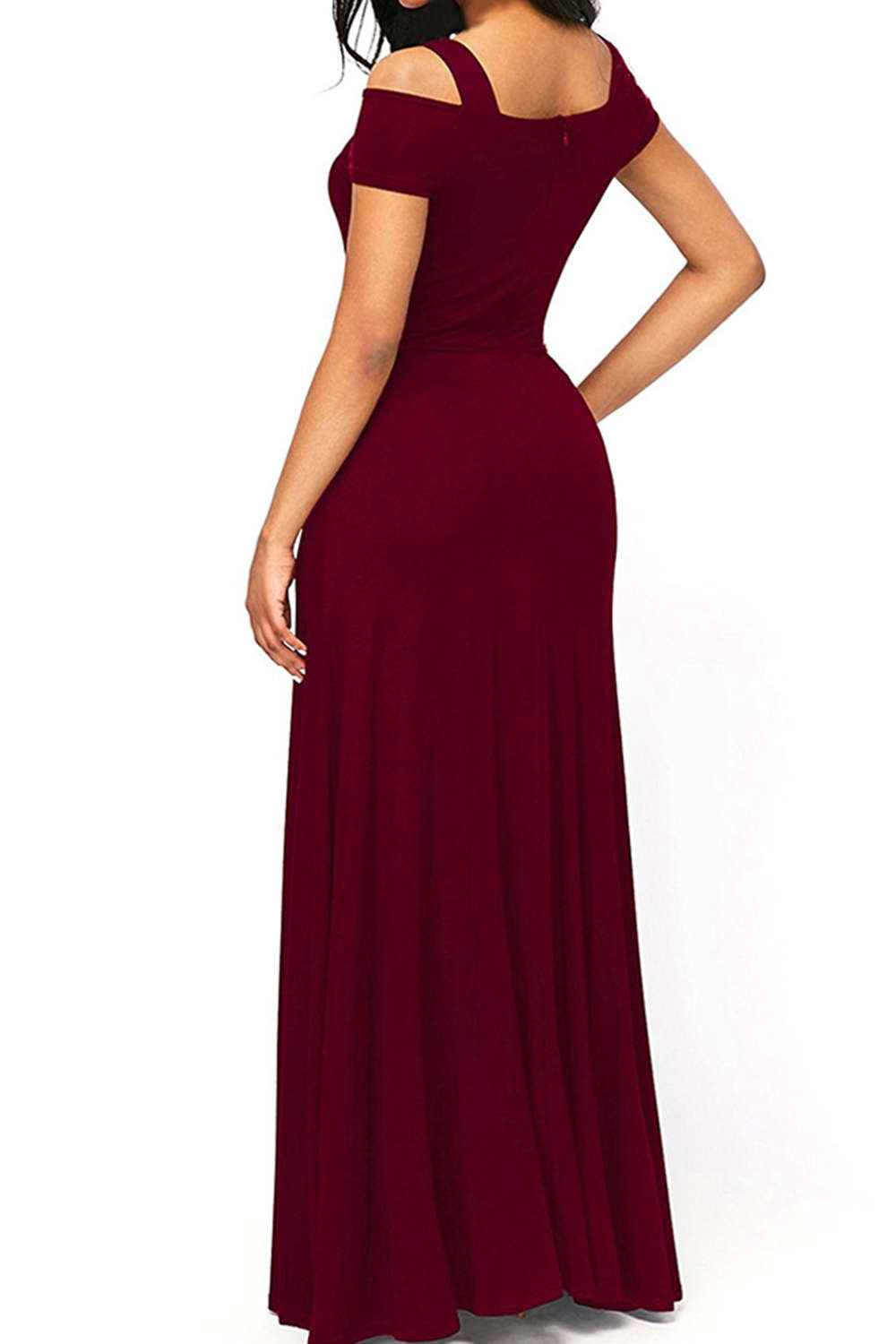 Iyasson Solid Front-Slit Maxi Dress