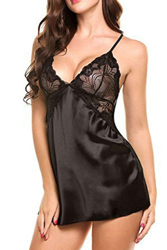 Iyasson Women's Charm Lace Trim Nightdress