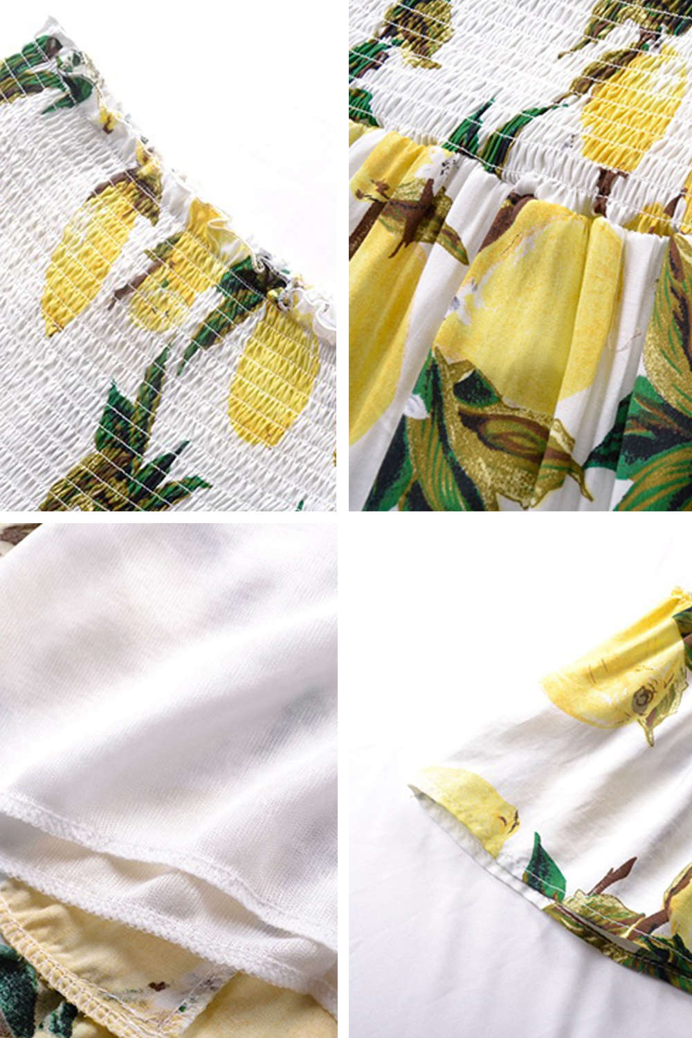 Iyasson Women Summer Lemon Print Strapless Tube Dress