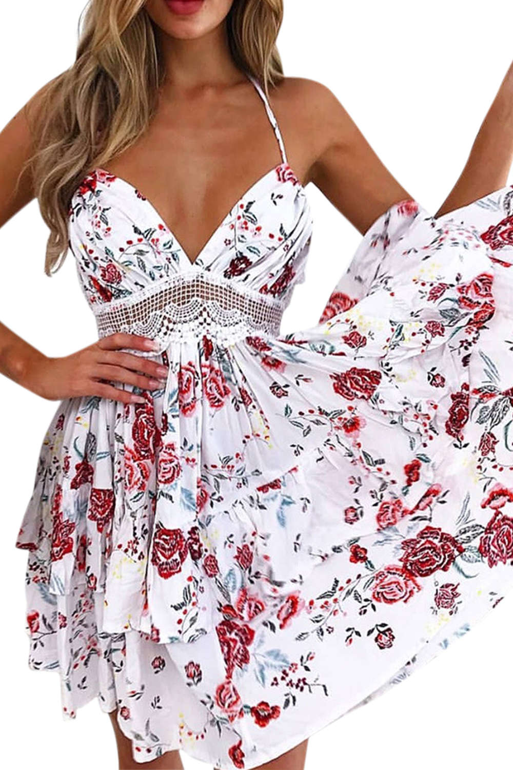 Women's Sexy Backless Slim Fit Lace Swing Dresses