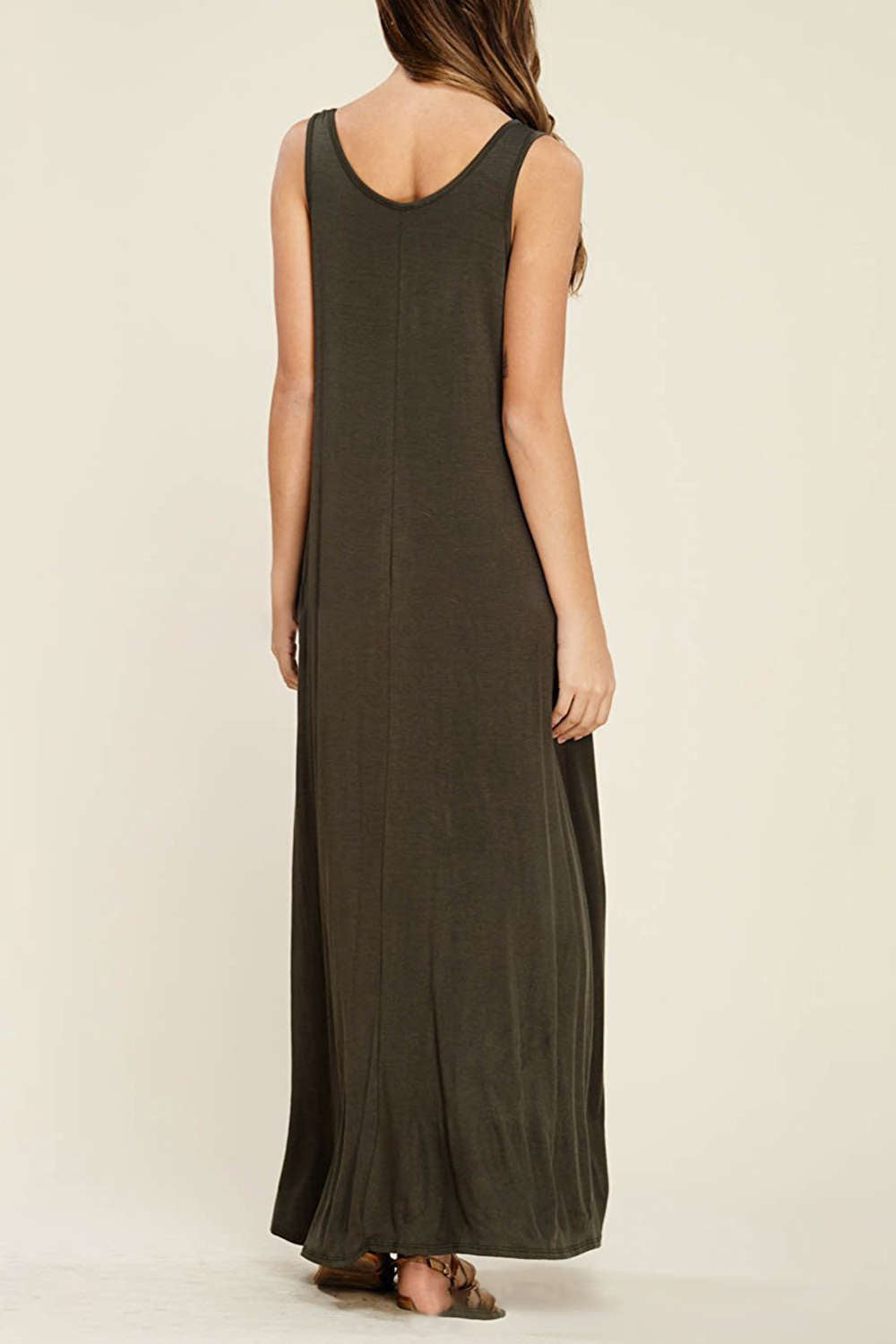 Iyasson Sleeveless V Neck Beach Dress