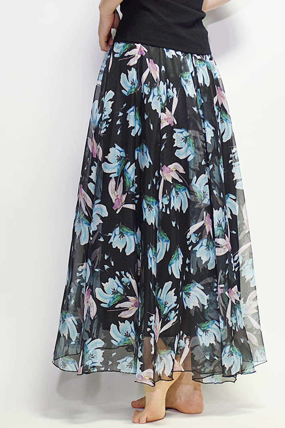 Iyasson Floral Printing Boho Style Maxi Skirt