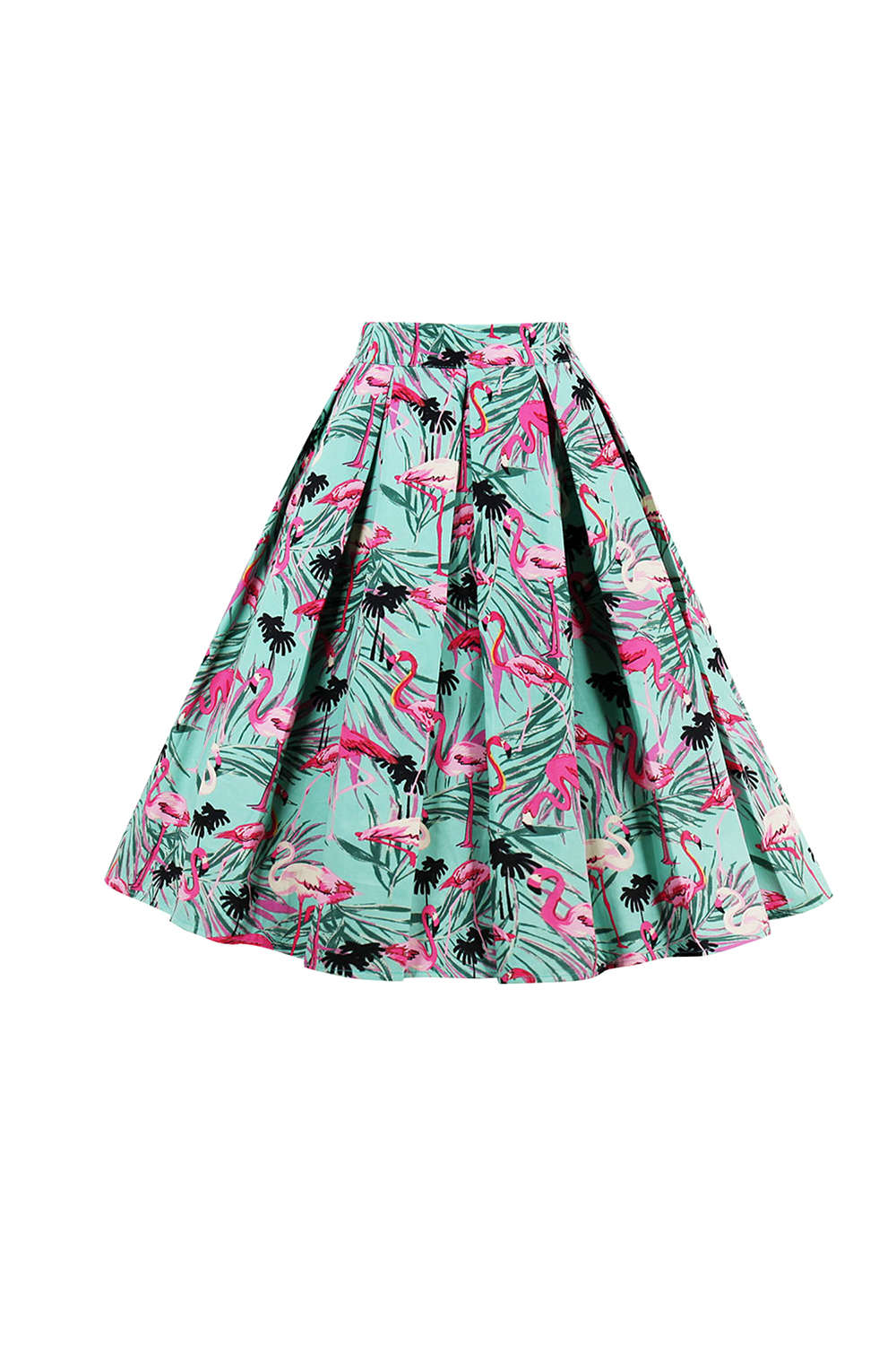 Iyasson High Waist Midi Skirt Floral Printed Pleated Skirt