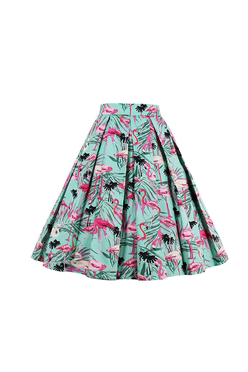 Iyasson High Waist Midi Skirt Floral Printed Pleated Skirt
