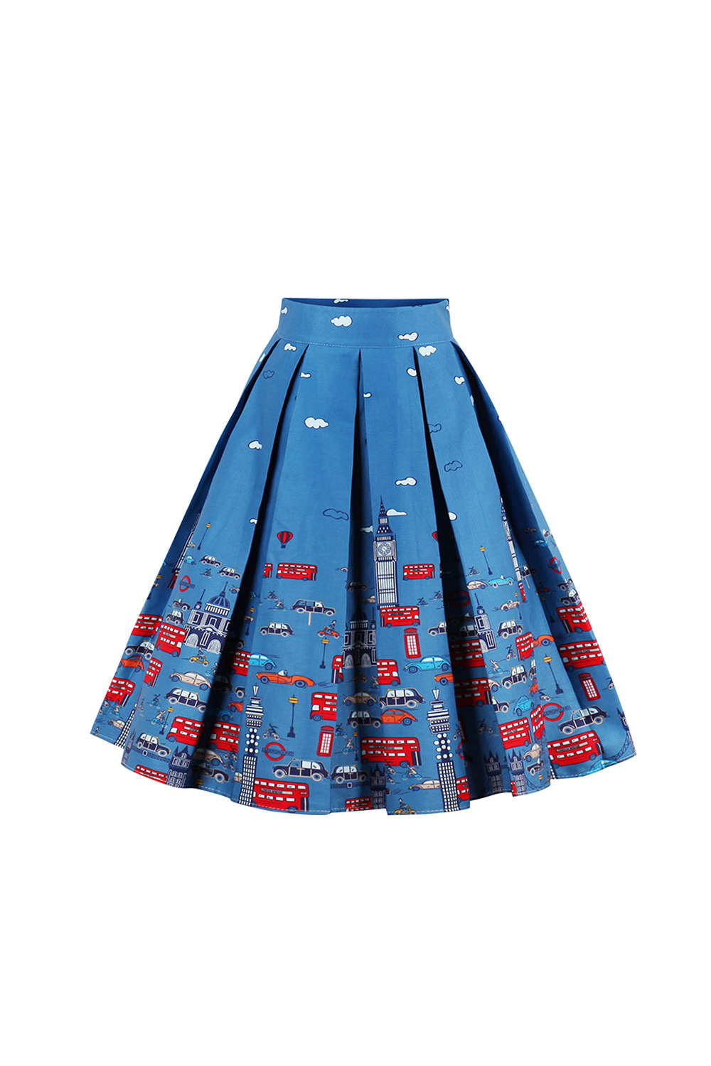 Iyasson High Waist Midi Skirt Floral Printed Pleated Skirt
