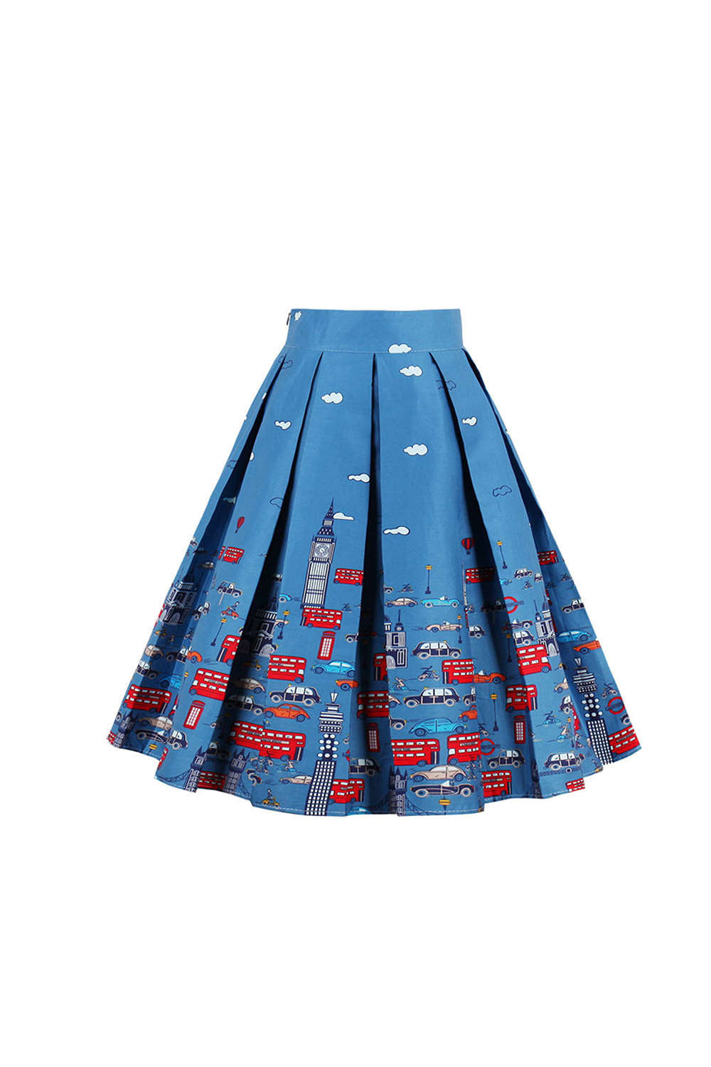 Iyasson High Waist Midi Skirt Floral Printed Pleated Skirt