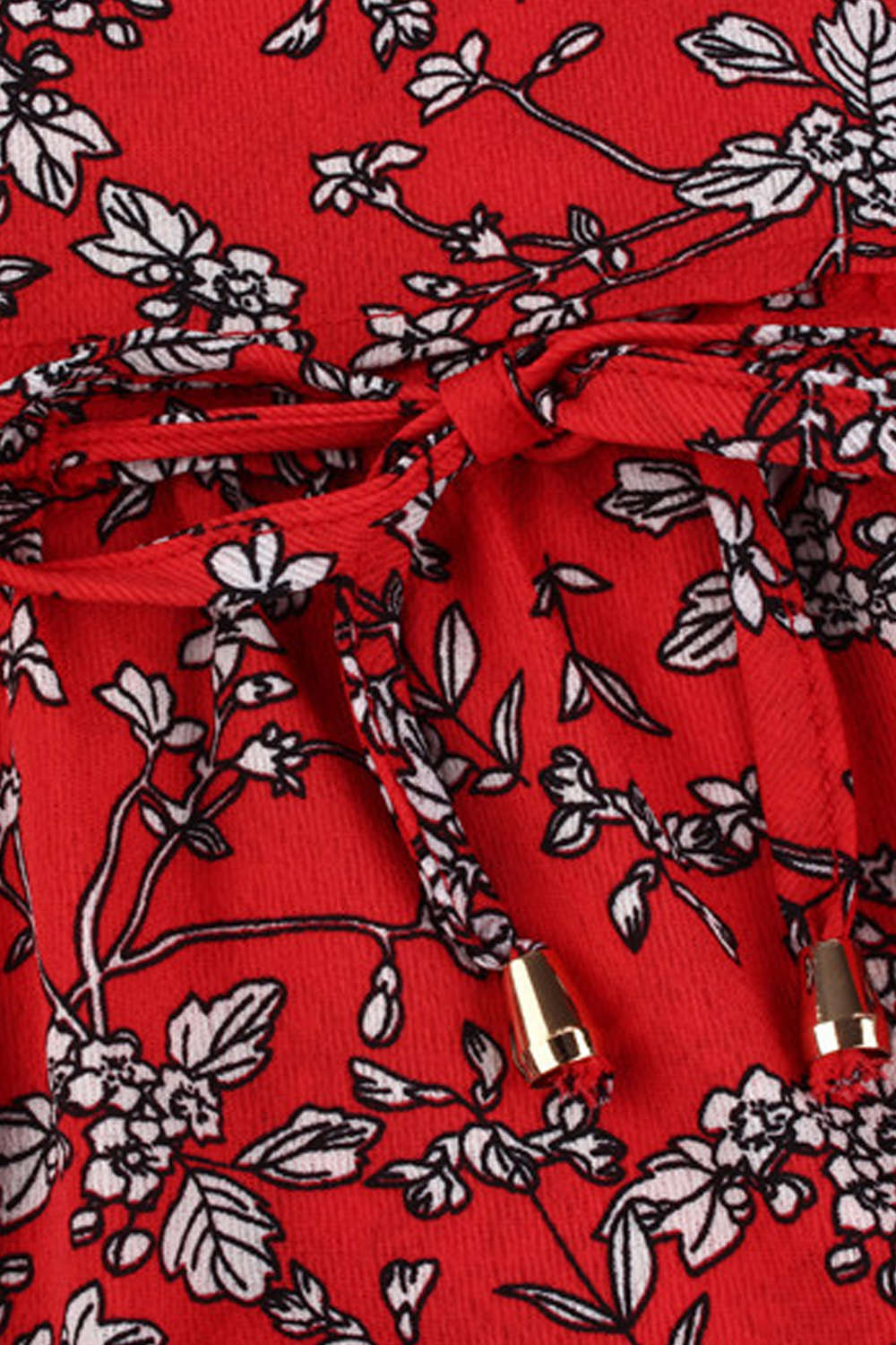 Iyasson Tie Waist Split Hem Chiffon Floral Midi Dresses