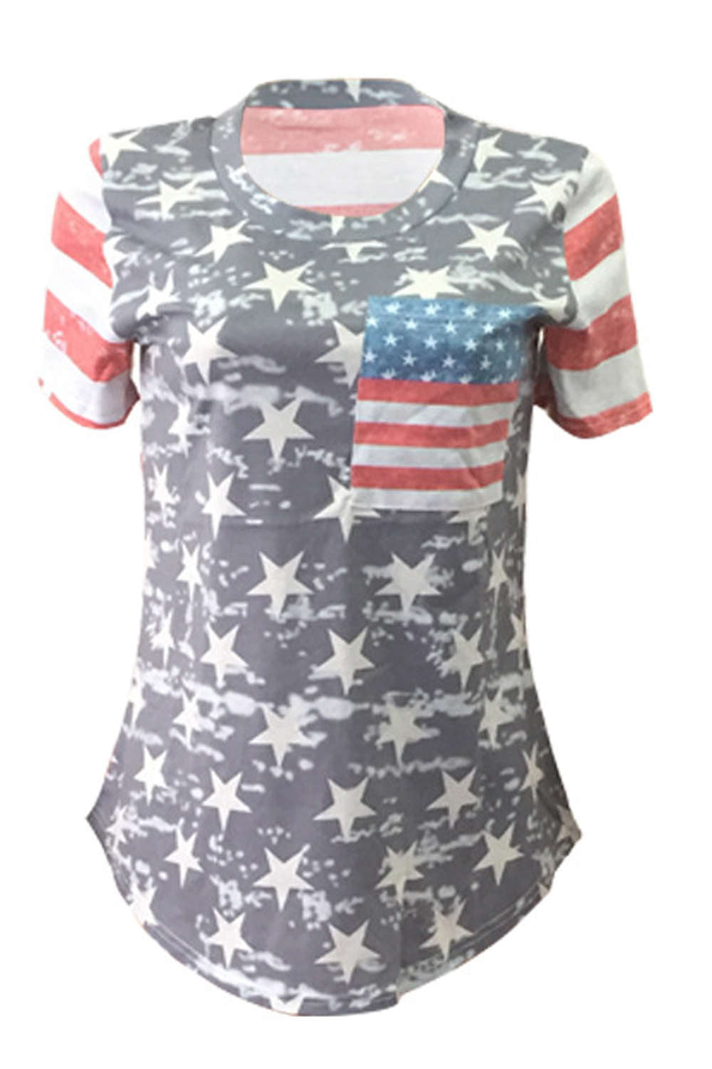 Iyasson American Flag Digital Printing T-shirt