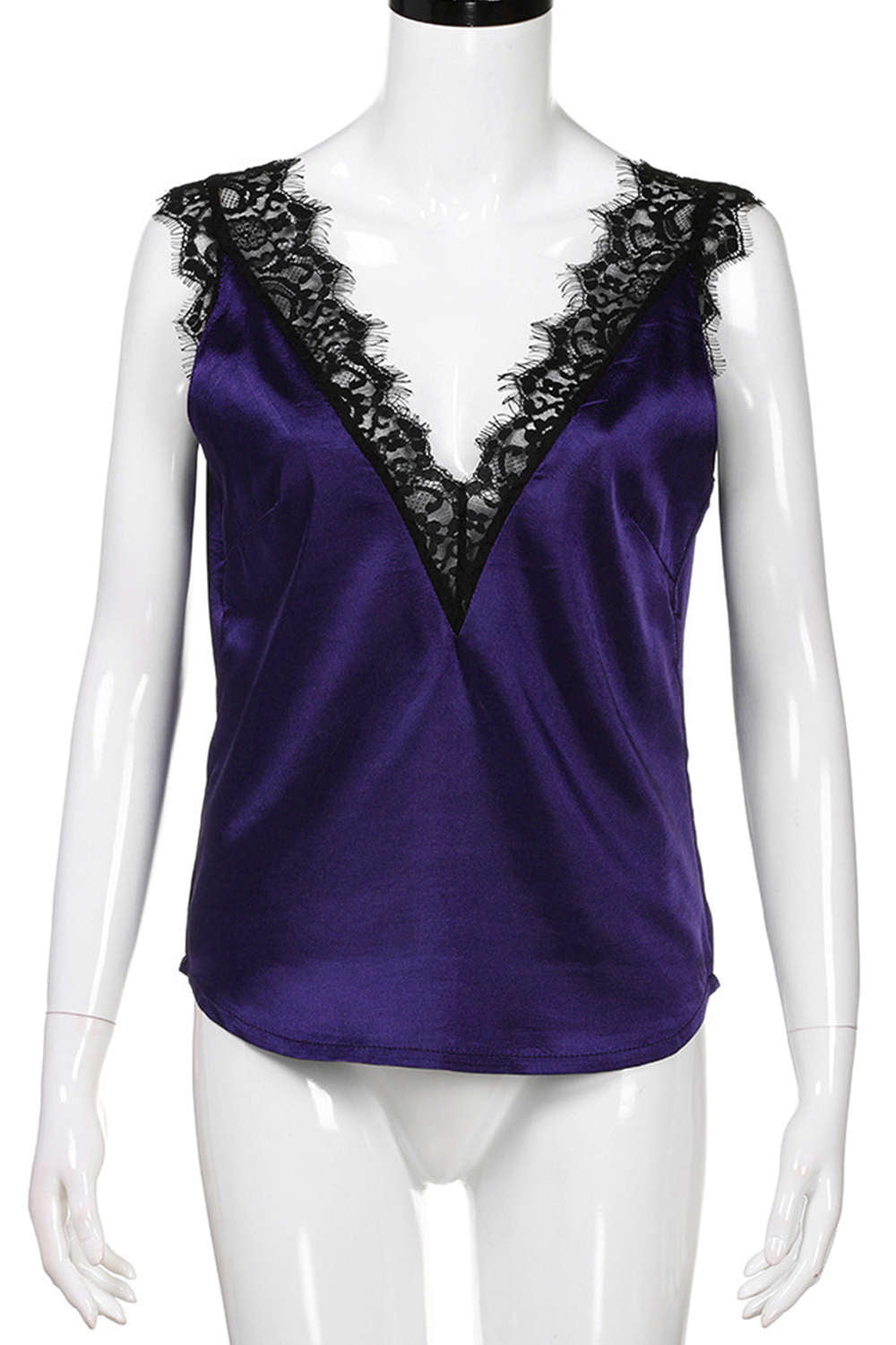 Iyasson Women's Sleeveless Lace Satin Camisole Top