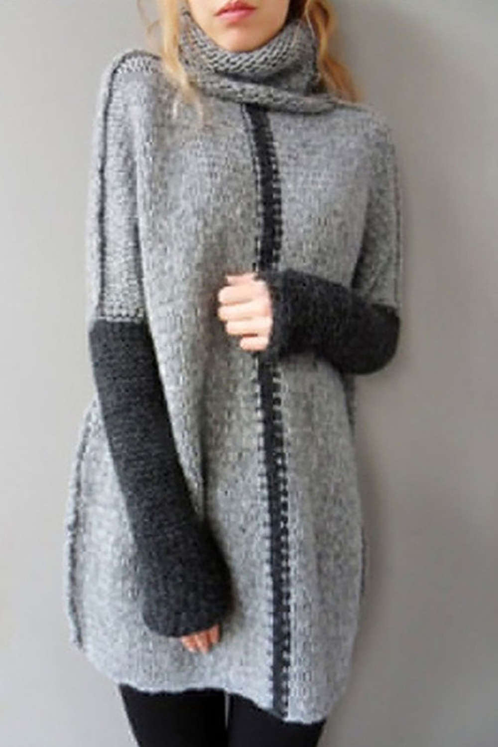 Iyasson High Collar Loose Knit Sweater