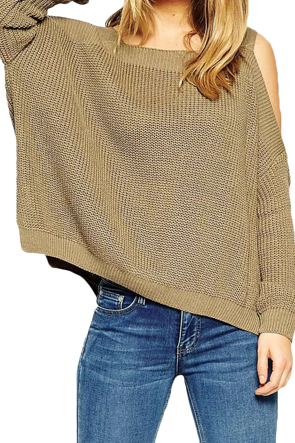 Iyasson New Off-the-shoulder Pullover Sweater