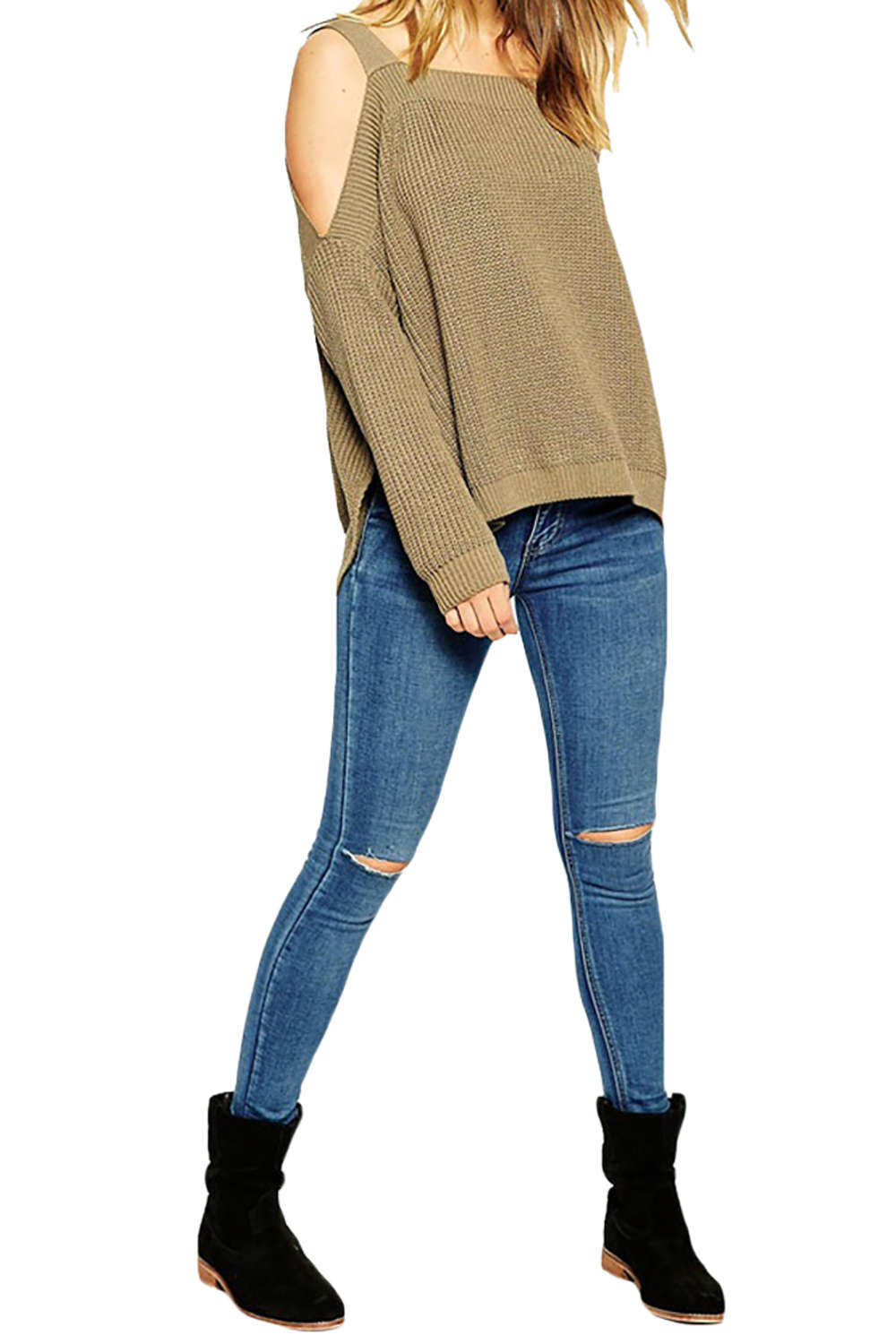 Iyasson New Off-the-shoulder Pullover Sweater