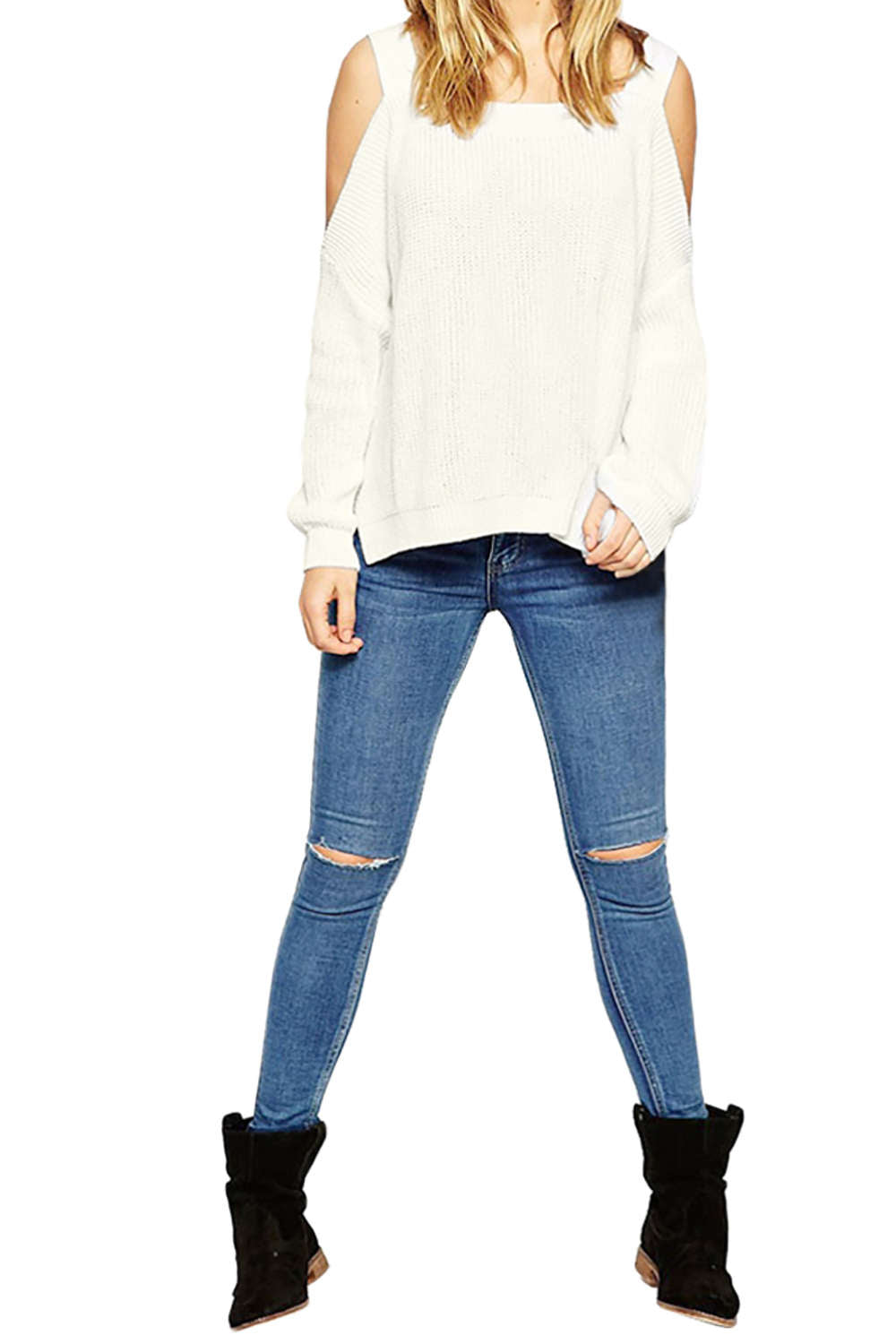 Iyasson New Off-the-shoulder Pullover Sweater