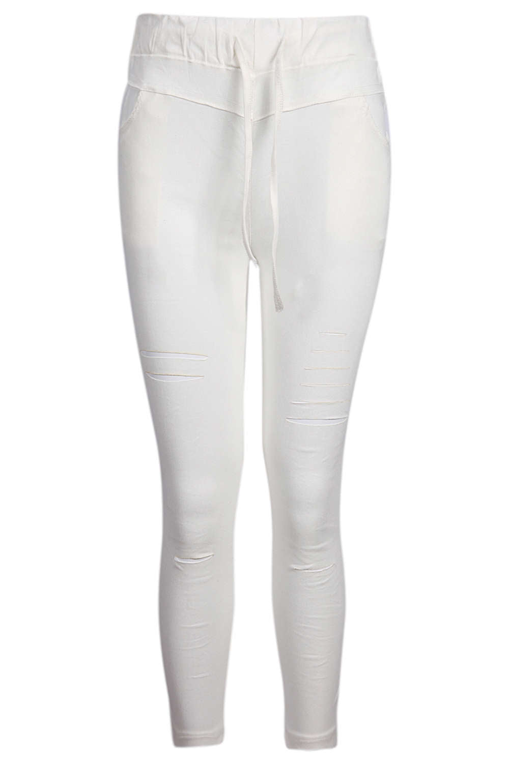 Iyasson Women Skinny Ripped Pants High Waist Stretch Slim Pencil Trousers