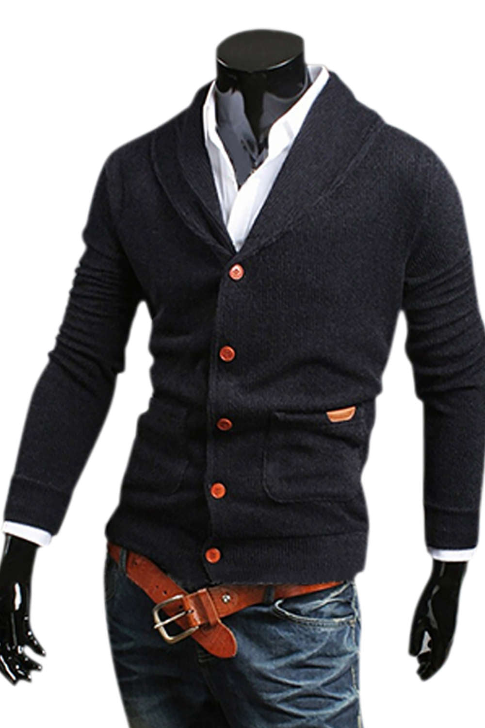 Iyasson Men's Shawl Collar Cardigan Sweater