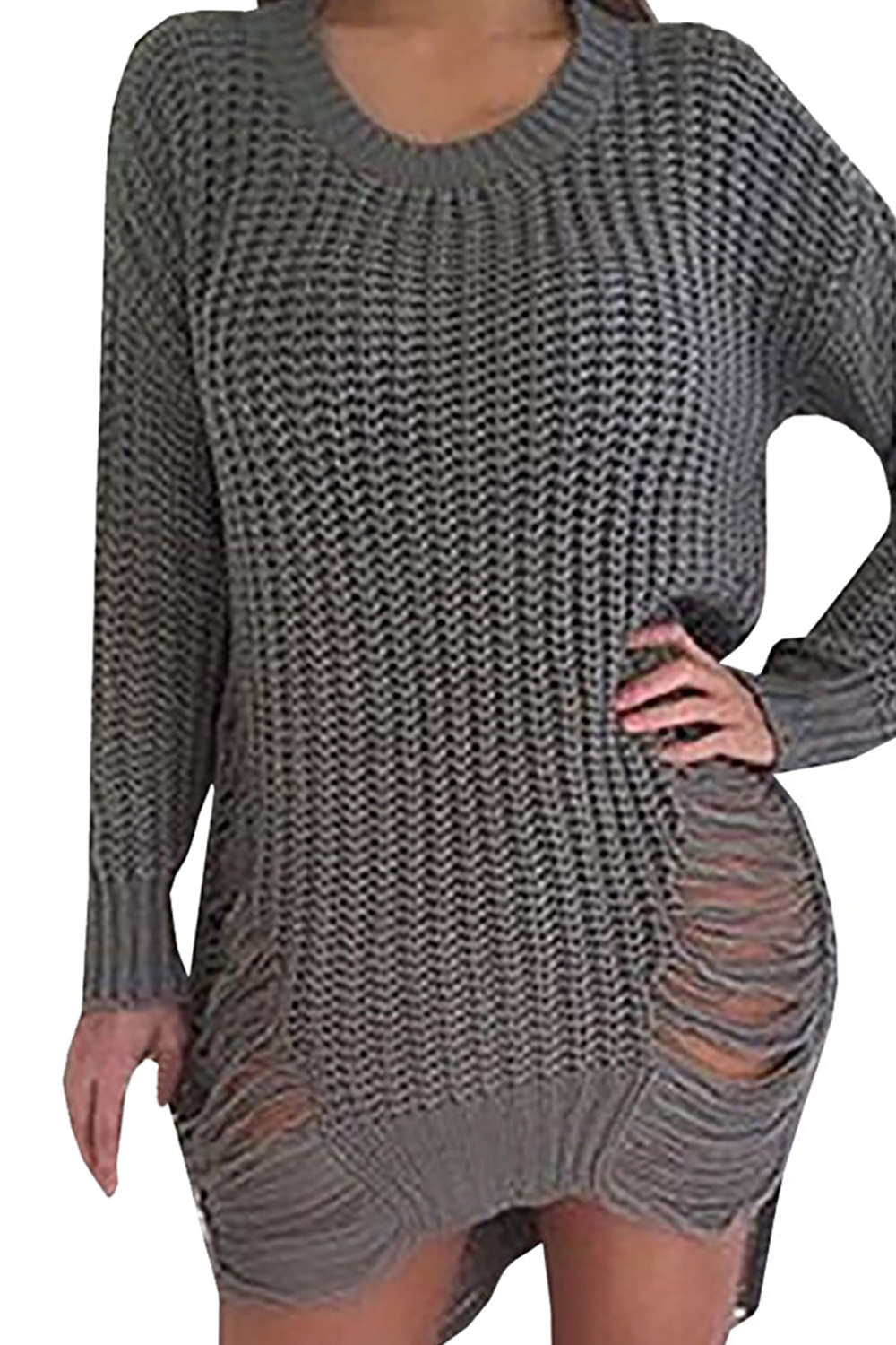 Iyasson Loose Hollow Out Irregular Sweater