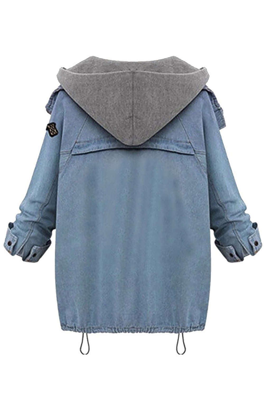 Iyasson Women's Two-piece Blue Denim Coat with Hoodie Vest