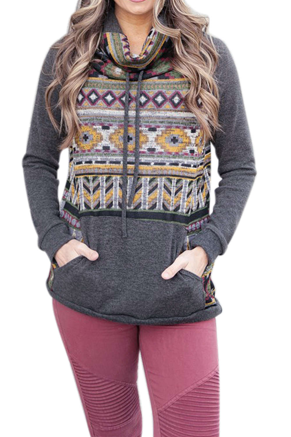 Iyasson High Neck Kangaroo Pocket Hoodie