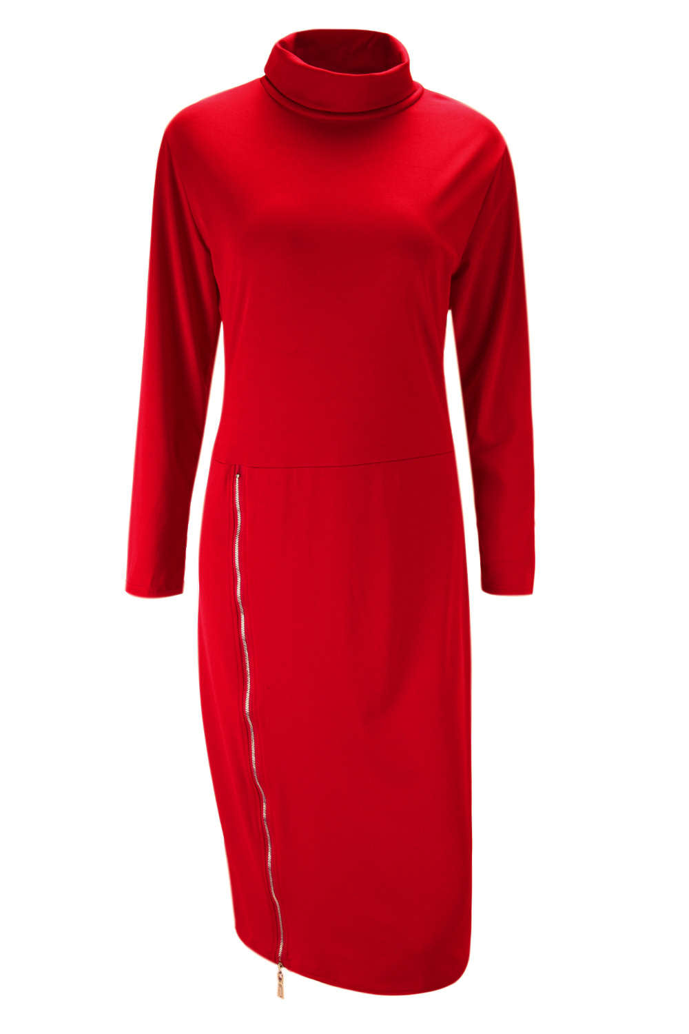 Iyasson Turtleneck Zipper Bodycon Dress
