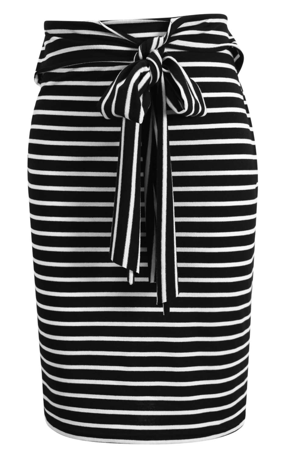 Iyasson Striped Waist Tied Bodycon Skirt