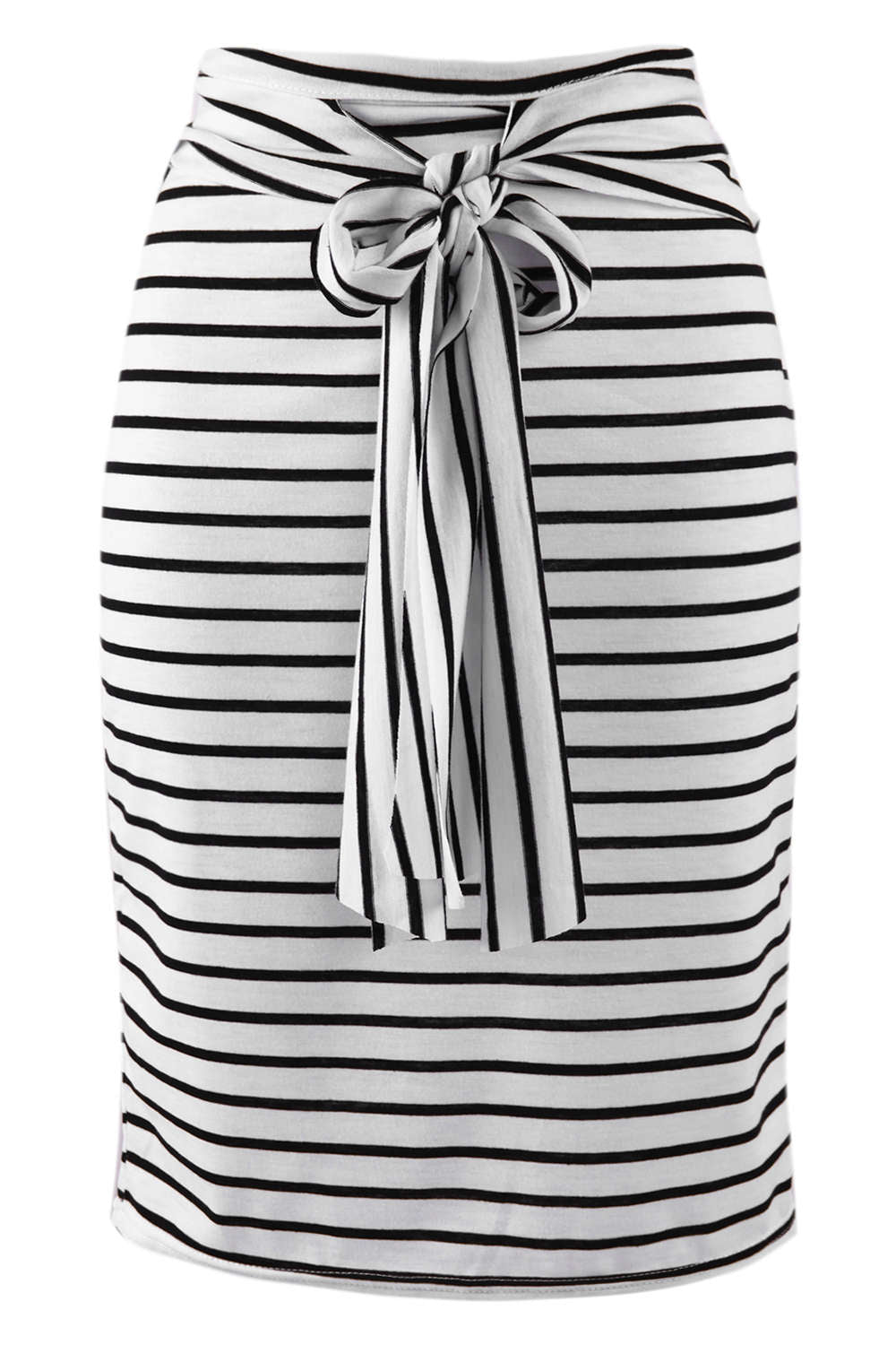 Iyasson Striped Waist Tied Bodycon Skirt