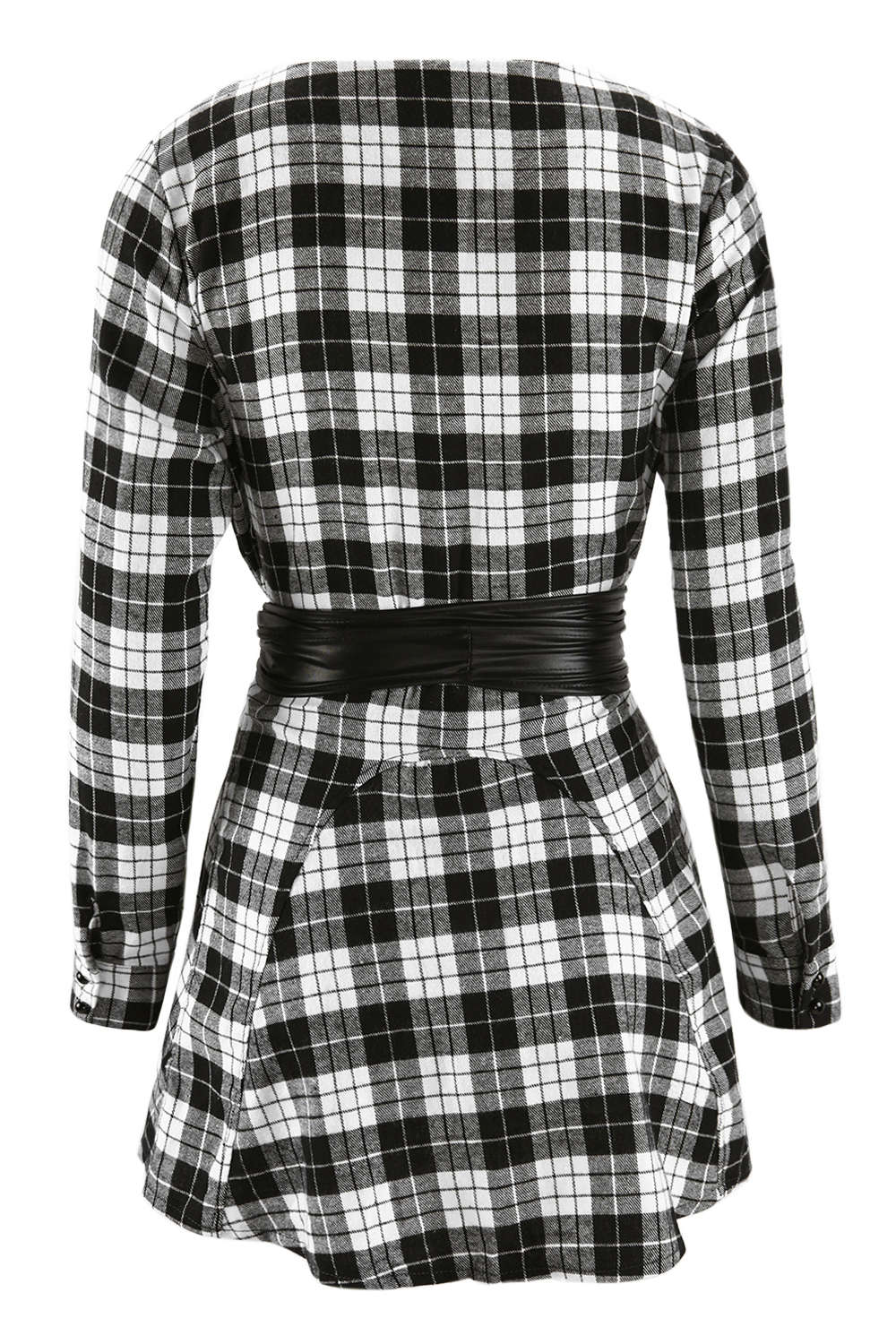 Iyasson Women's Long Sleeve Plaid Print Shirt Dress