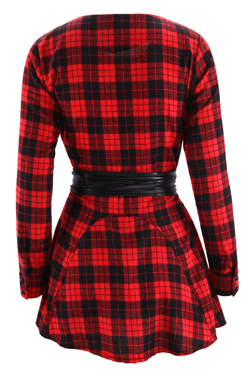 Iyasson Women's Long Sleeve Plaid Print Shirt Dress