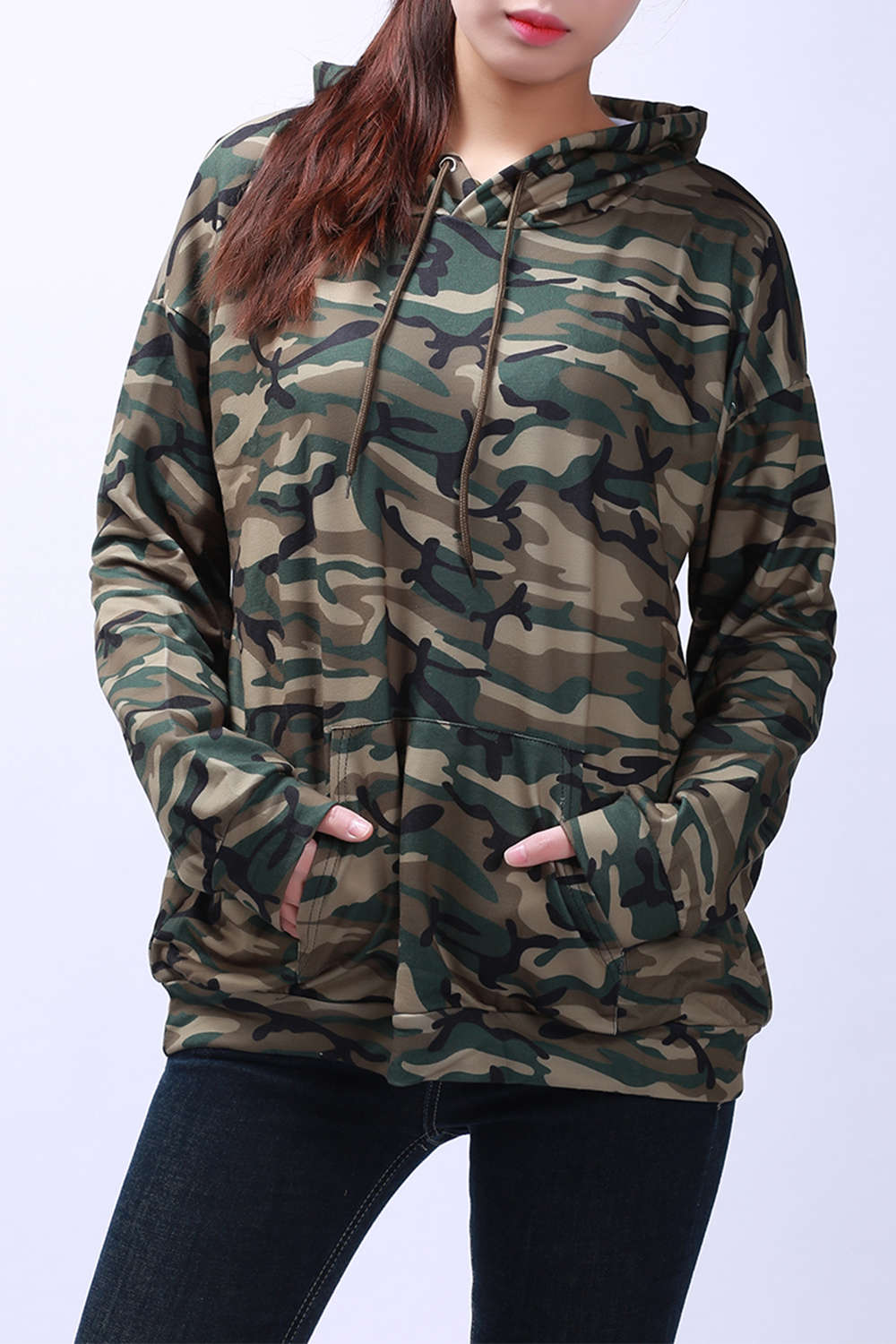 Iyasson Camo Color Hooded Pullover Hoodie