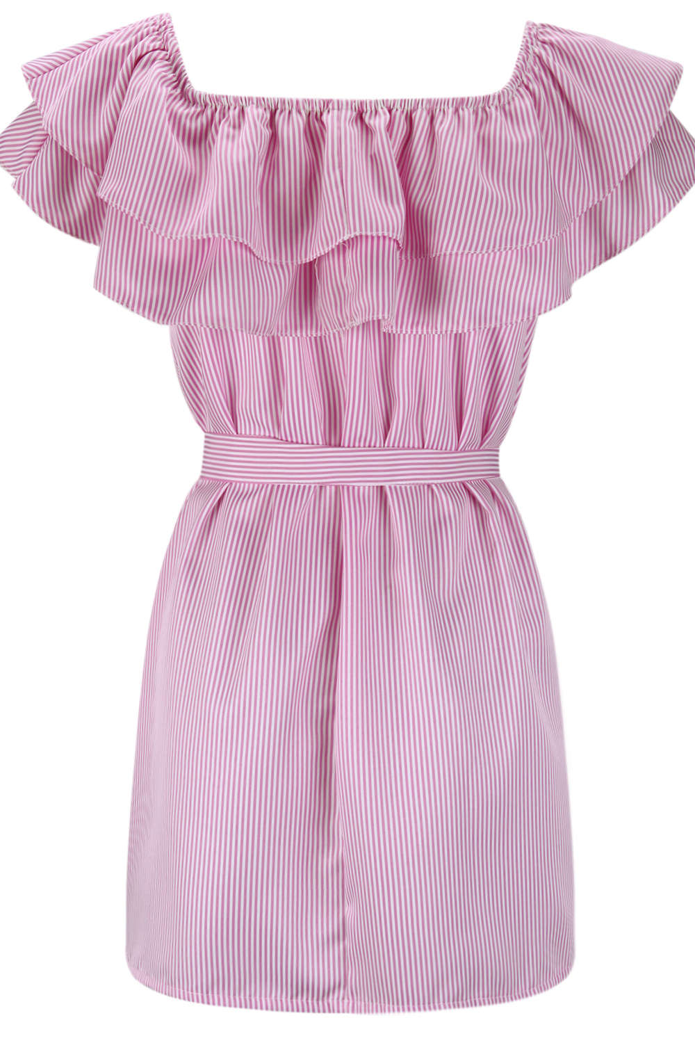 Iyasson Women's Casual Off Shoulder Striped Ruffles Short Dresses