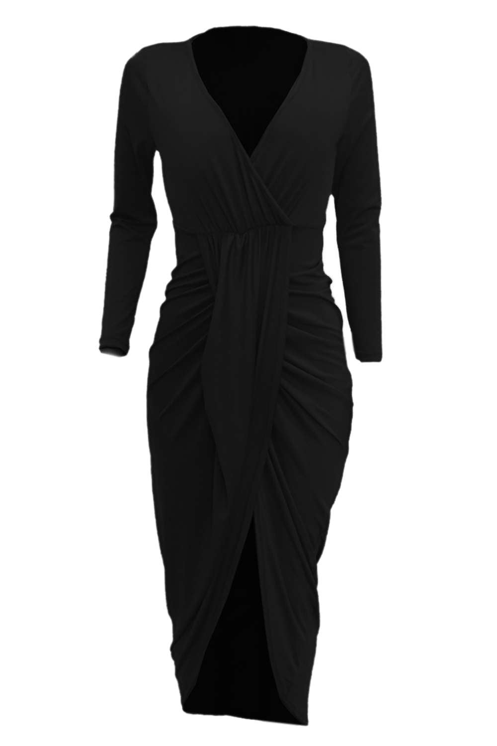 Iyasson Womens Deep V Neck Bodycon Wrap Dress
