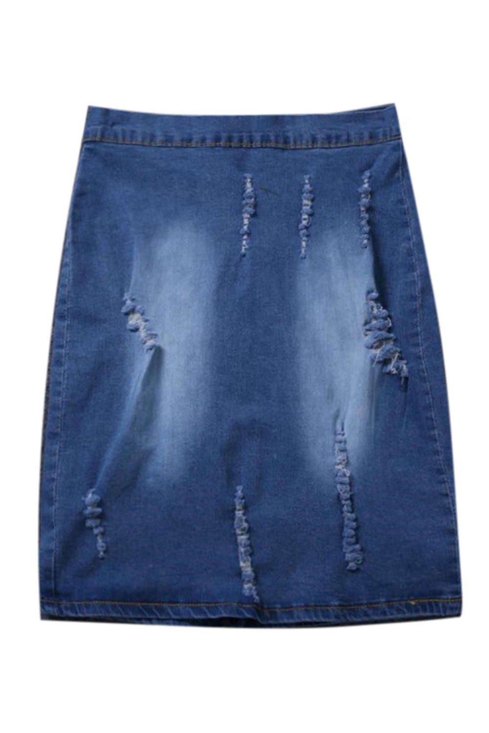 Iyasson Women High Waisted Denim Skirt with Rips