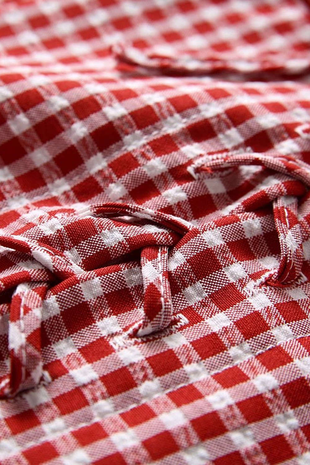 Iyasson Retro Frill Edge Short Sleeve Lace-up Fitted Top