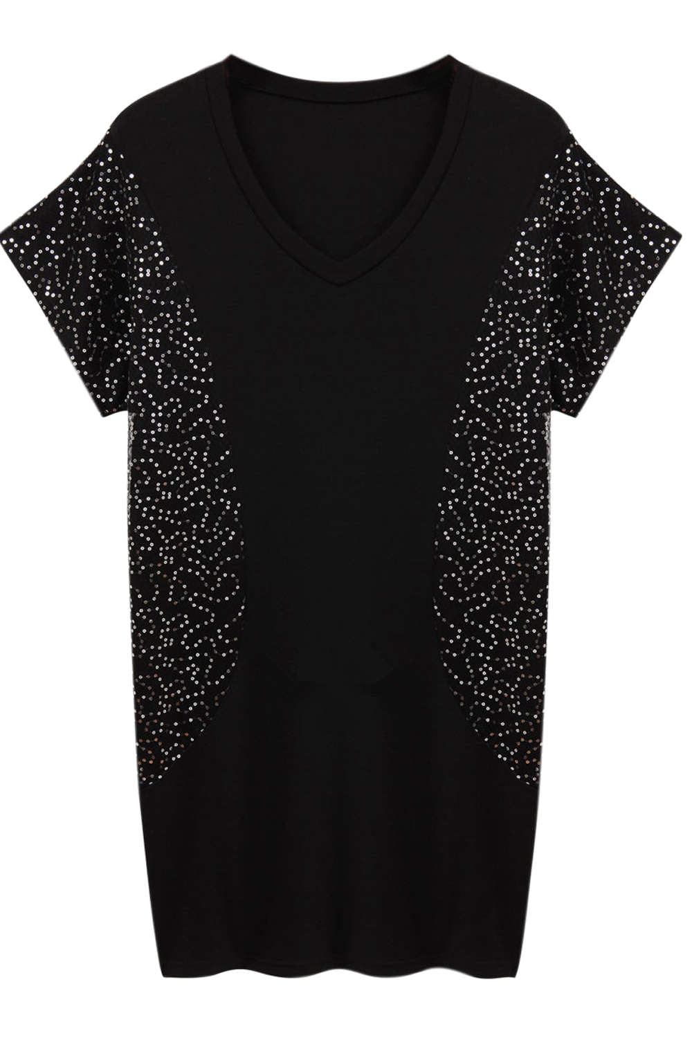 Iyasson Sequin Embellishment V-neck T-Shirt Dress