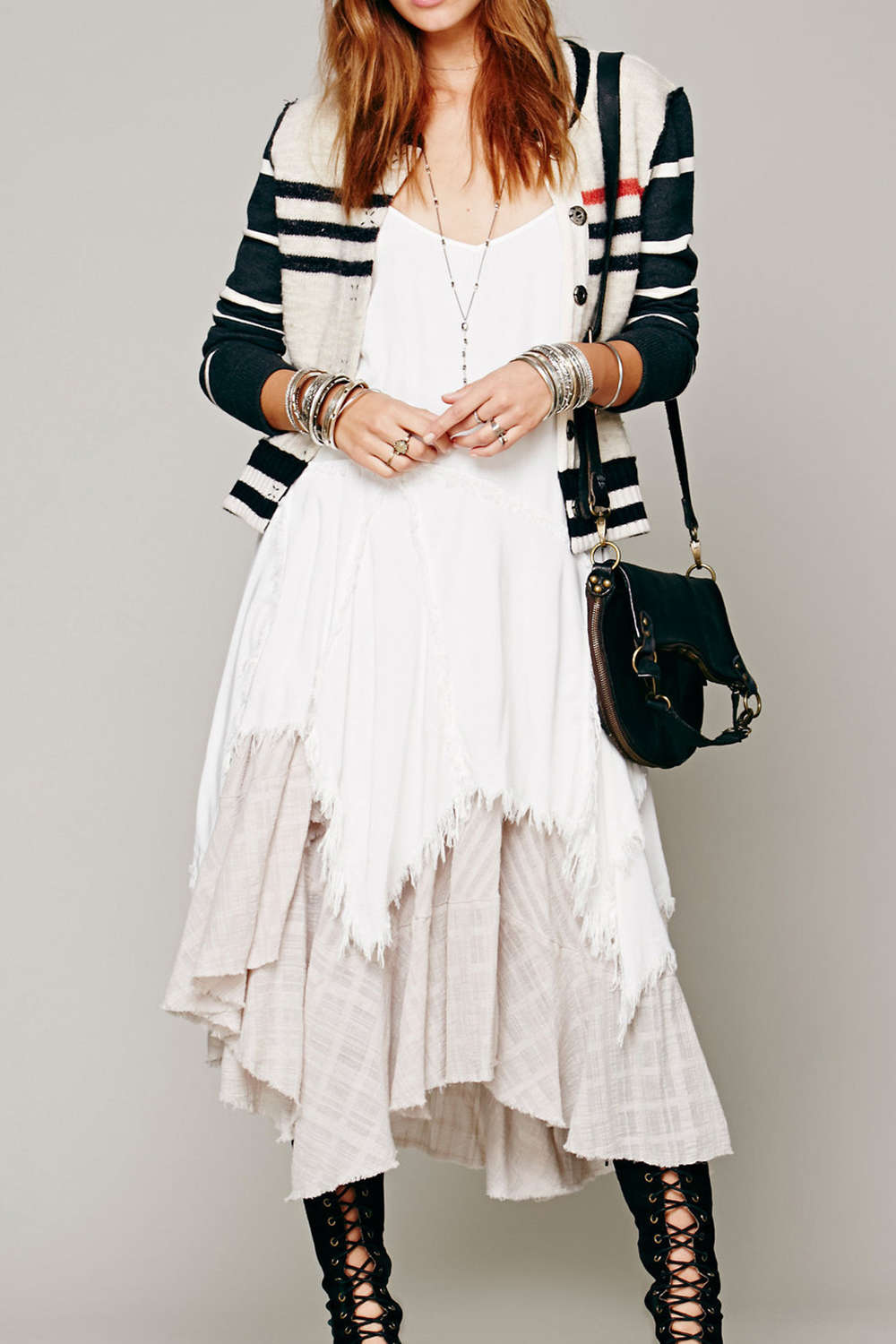 Iyasson Tassel & Asymmetric Hem Midi Sundress