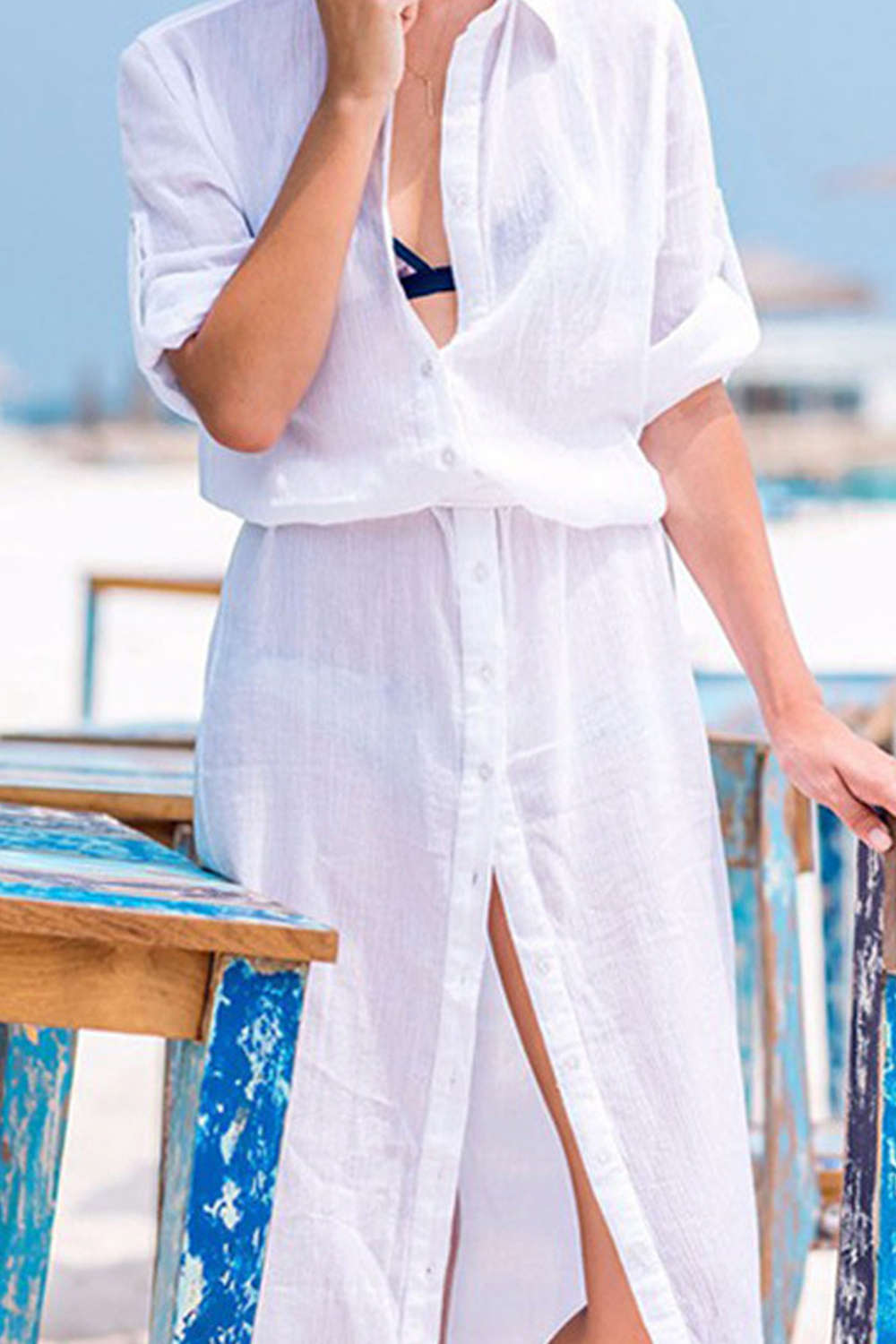 Iyasson Beach Cover Up Shirt Dress