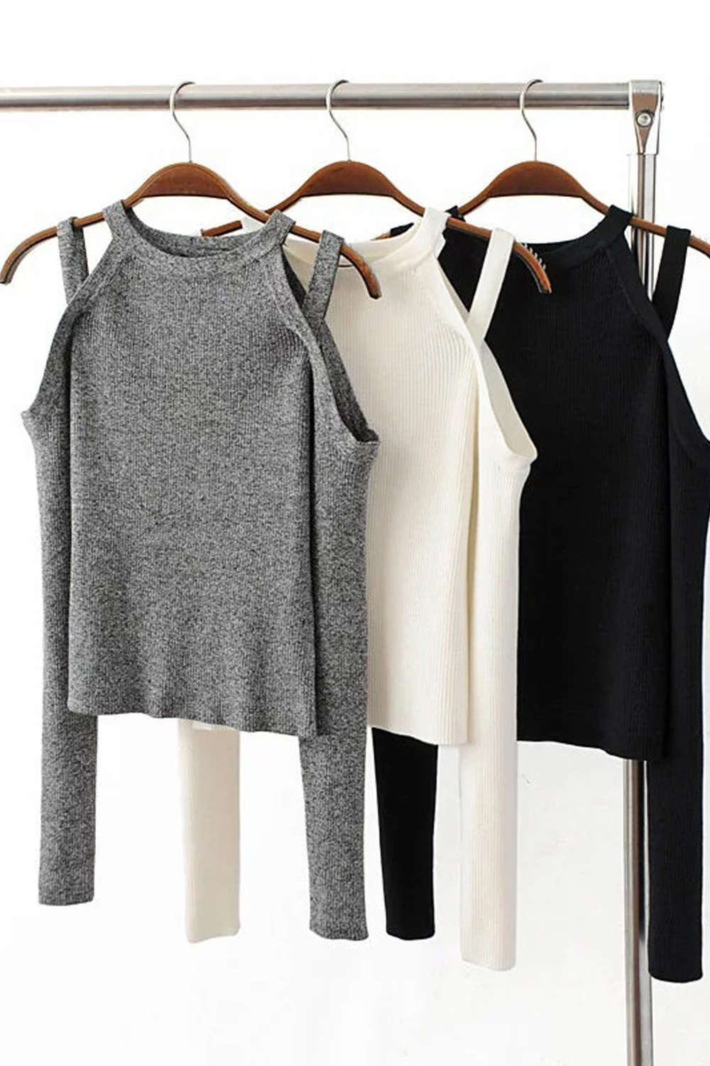 Iyasson Cold-shoulder Bodycon Top Knitwear