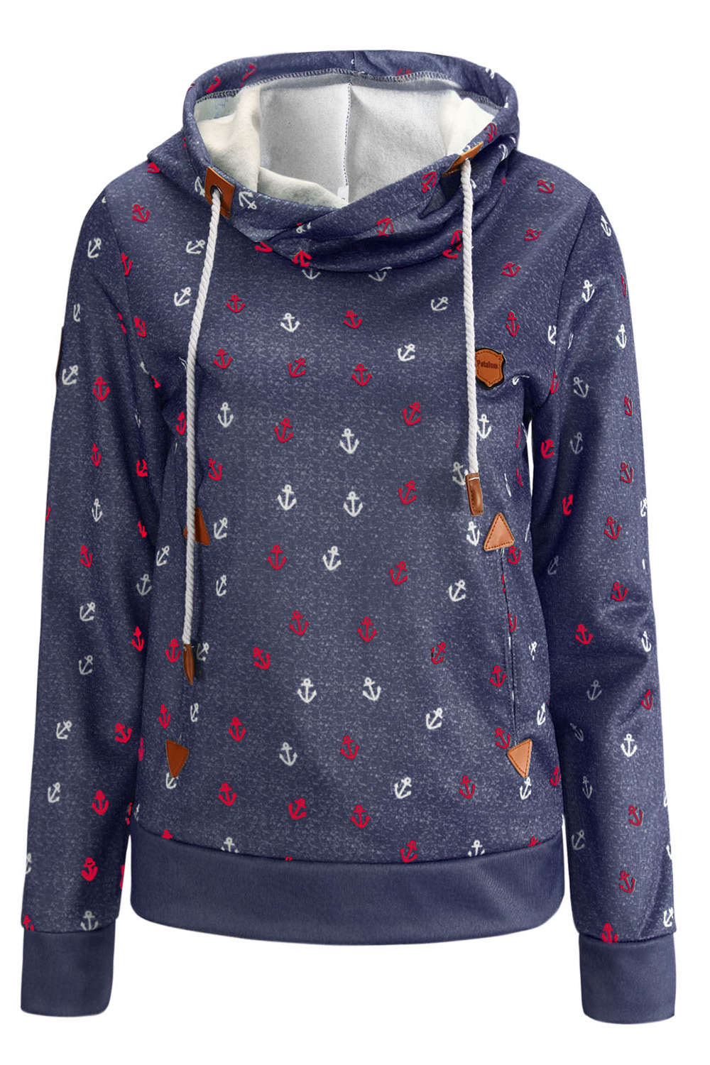 Iyasson Womens Anchor Pattern Cotton Hoodie