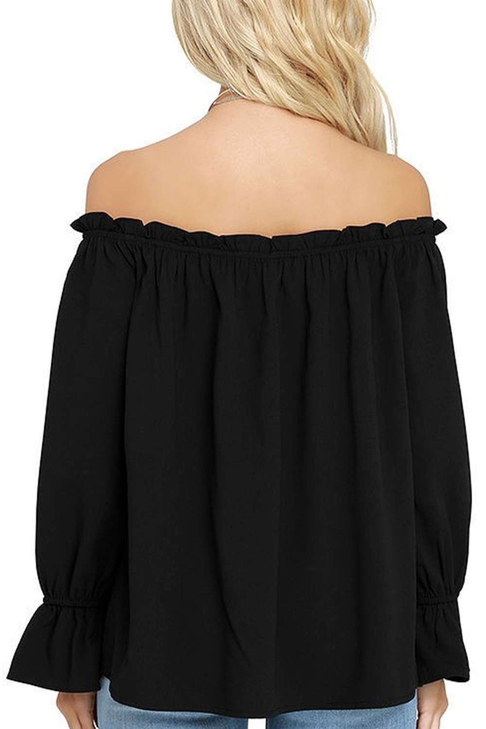 Iyasson Ruffled Edging Off-the Shoulder Top