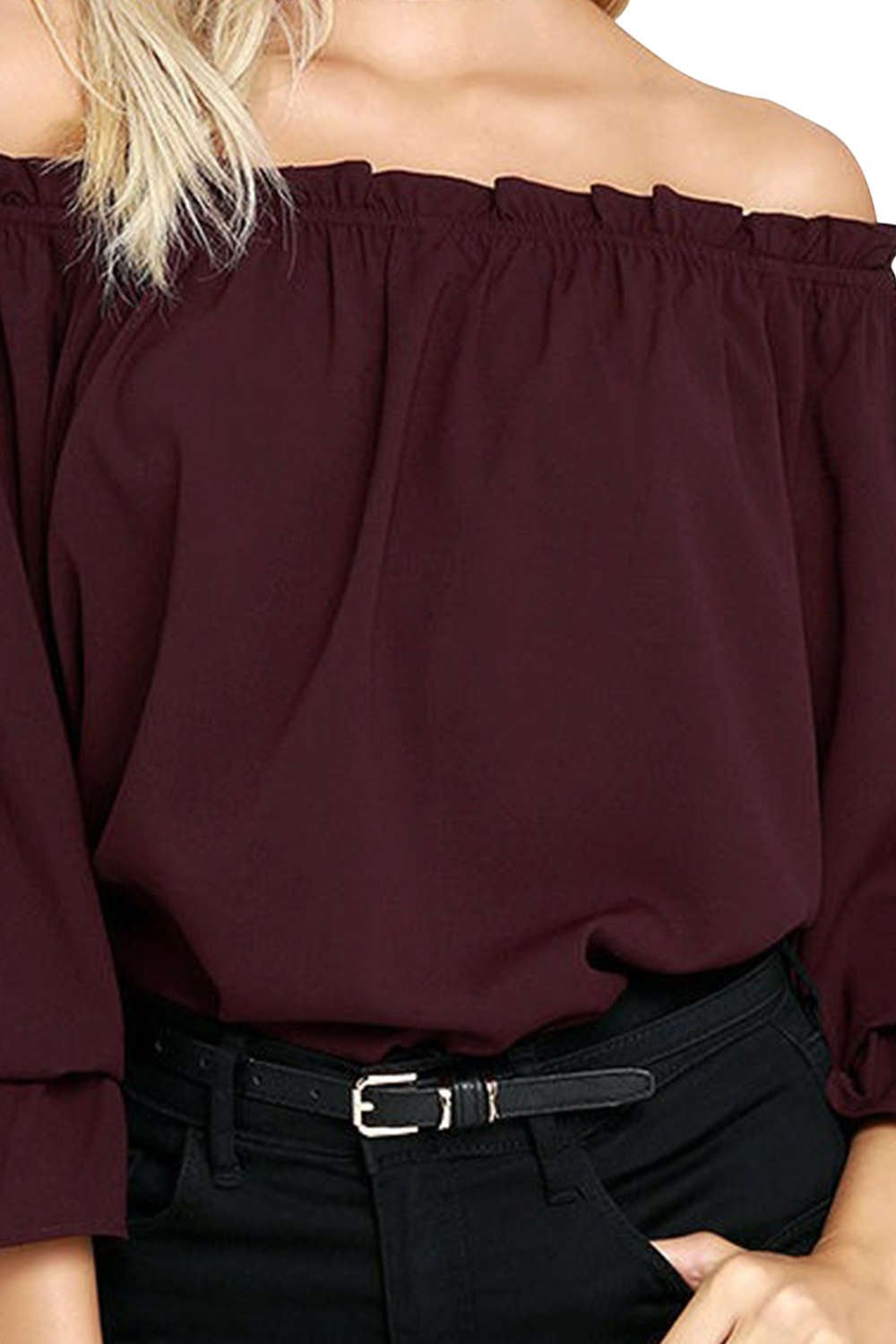 Iyasson Ruffled Edging Off-the Shoulder Top