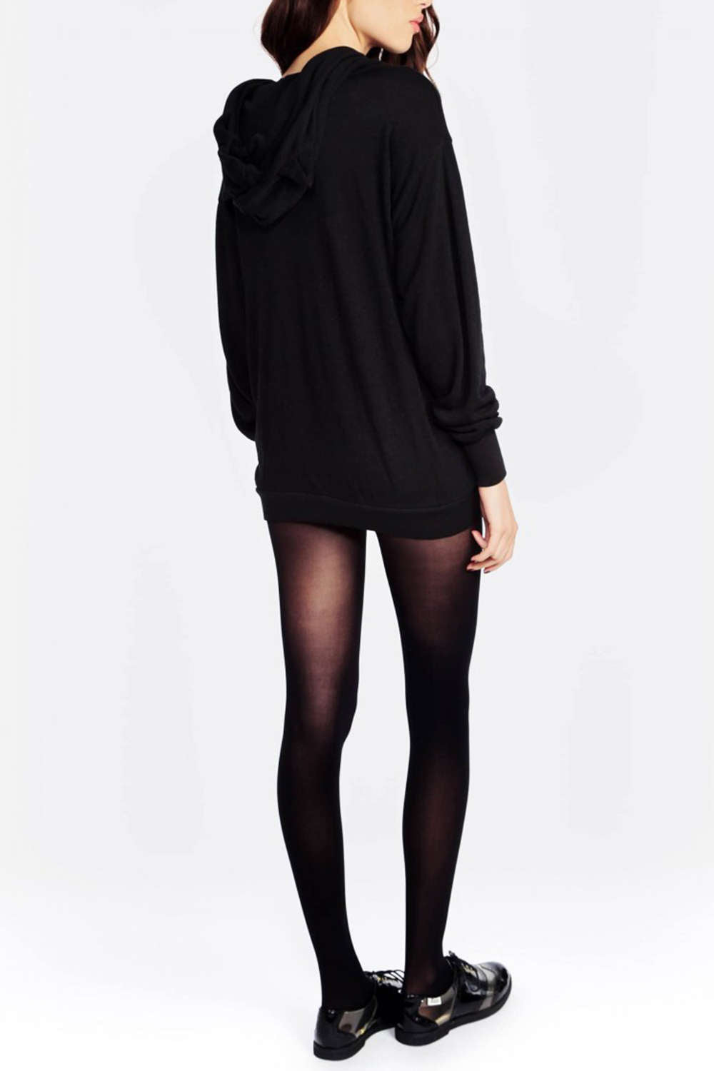 Iyasson Black Hoodie With Cute Cat Ear Silhouette Hood