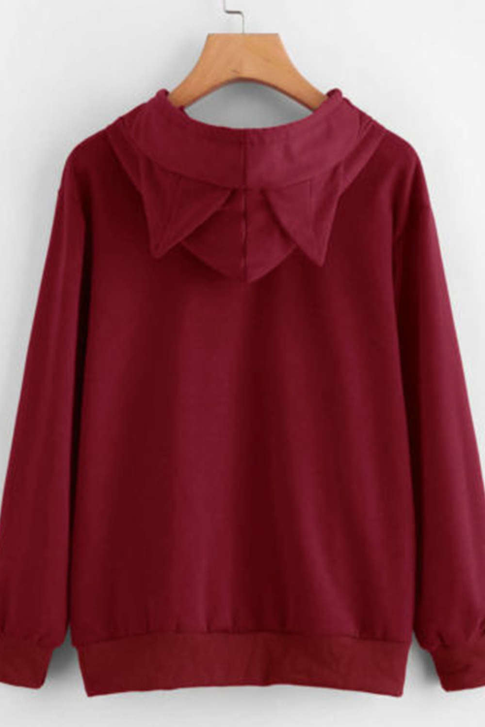 Iyasson Black Hoodie With Cute Cat Ear Silhouette Hood