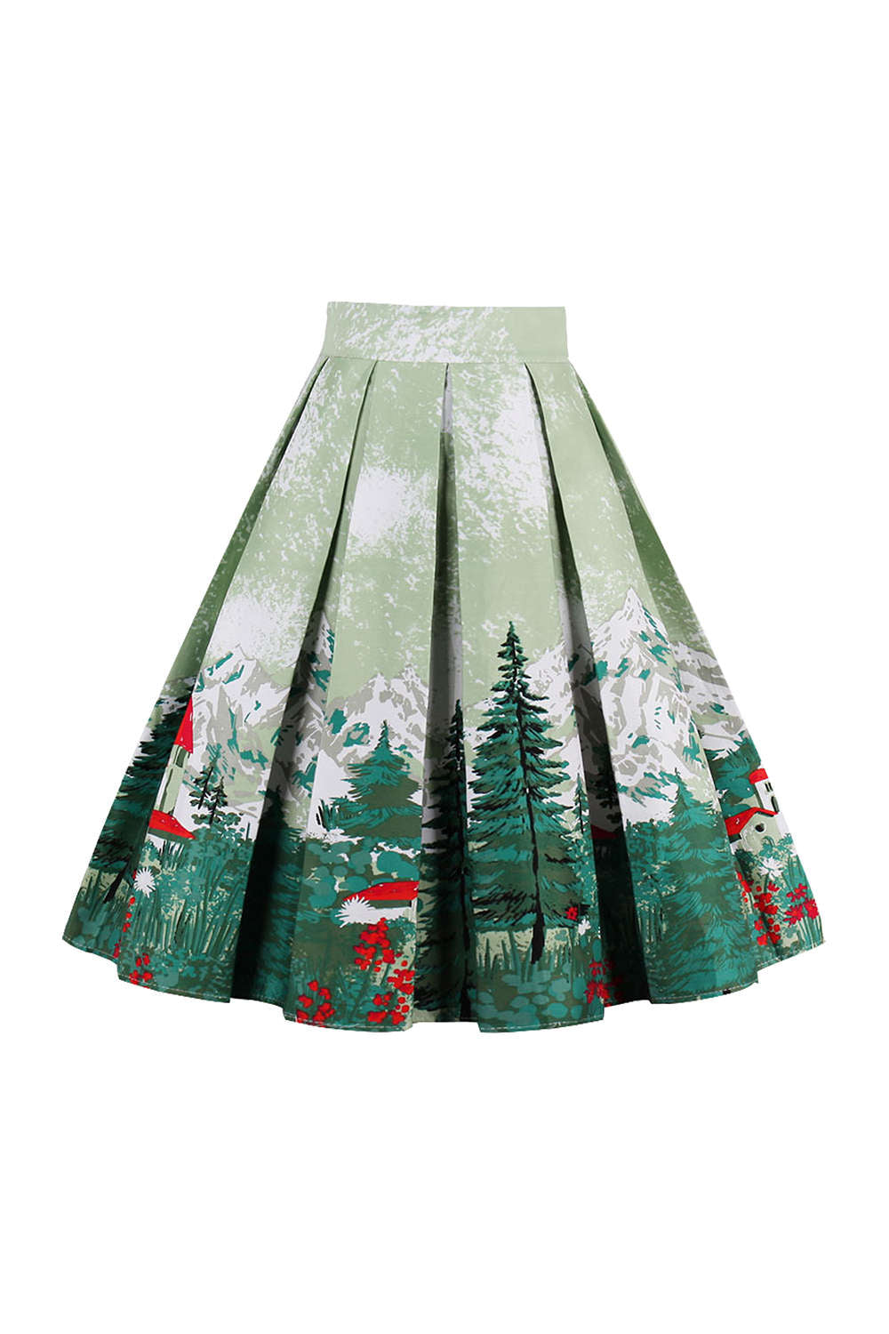 Iyasson Print Pleated Midi Skirt